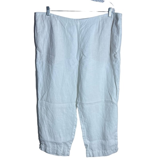 J.Jill PureJill Linen Pull on Slim Crop White Pants, Size Large - Picture 1 of 6